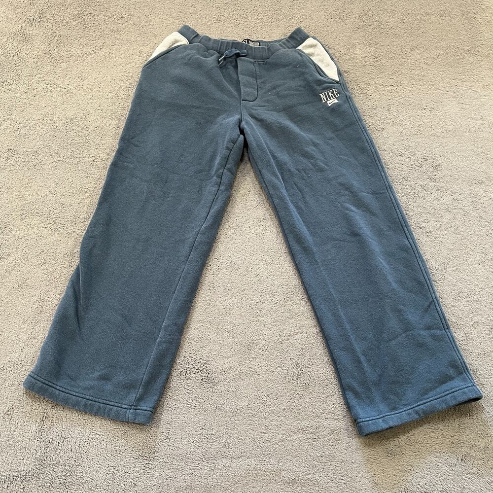 Nike Fleece Sweatpants Blue Colorblock Drawstring Sweat Pants Kids Size L